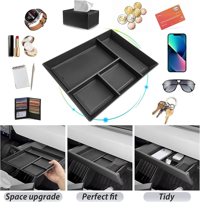 SKTU for 2024 2025 2026 Tesla Cybertruck Center Console Organizer 2024 2025 2026 Cybertruck Co-pilot Gloves Storage Box Cybertruck Accessories 2024 2025 2026 Cybertruck Passenger Side Glove Box