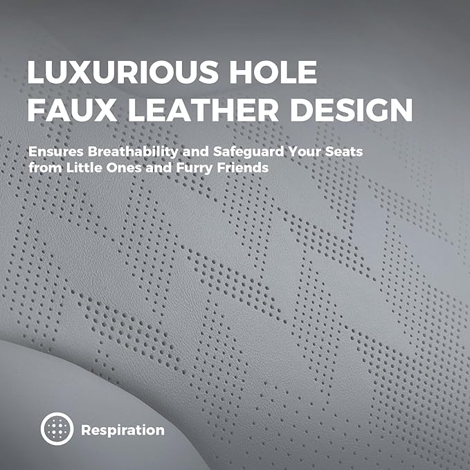 FEINEPRO Grey Car Seat Covers Only Front 2pc - Breathable Faux Leather Universal Seat Covers for Cars, Automotive Protector Fit for Most Sedan SUV Pick-up Truck