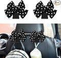 2PCS Car Seat Headrest Hooks, Purse Hook for Car, Bow Shaped Vehicle Backseat Storage Hooks, Universal Car Purse Holder Hook Car Accessories Compatible with Purse Coat (Black Wave Point)