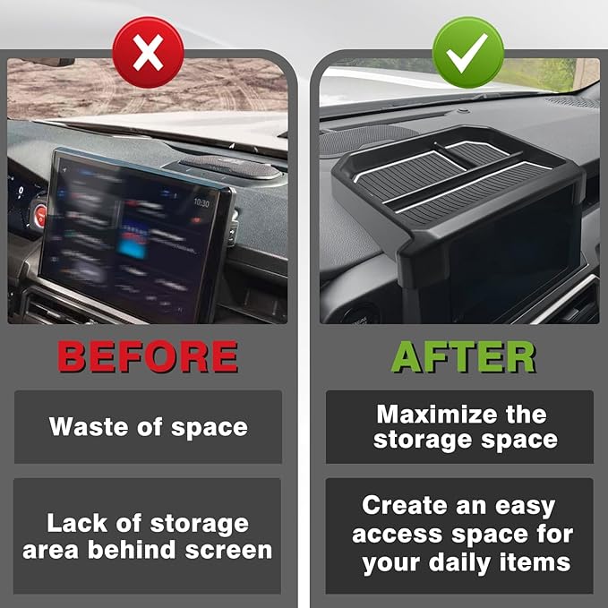 Muslogy Dashboard Storage Box Compatible with 2024 2025 Tacoma & 2025 4Runner Accessories Center Console Organizer w/ 8-inch Screen for SR SR5 TRD PreRunner TRD Sport Off-Road Pro Trailhunter (White)