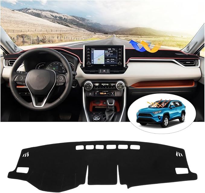 CARTIST RAV4 Dash Cover-Dashboard Cover for 2019-2025 2026 Toyota RAV4 No Glare Pad Dash Mat for RAV4 Interior Accessories[Non-Slip and Sun Protection]