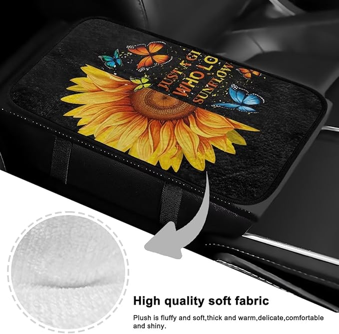 Bulopur Sunflower Armrest Cover Car Easy to Install Car Center Console Cushion Pad Universal Car Interior Accessories Car Arm Rest Cover Fashion Auto Interior