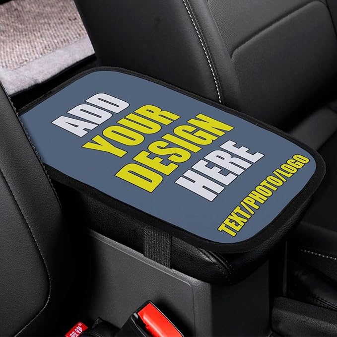 Customized Car Armrest Cushion Personalized Text Image Logo Custom Auto Center Console Armrest Pad Cushion Universal Deco Pad Center Console Cover for Car Seat Handrail Box, Indigo Blue
