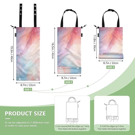 ALAZA Hanging Car Trash Bags Garbage Bag Trash Can for Back Seat Small Marble Pink Watercolor Washable Storage Bag Retractable 2 Pack