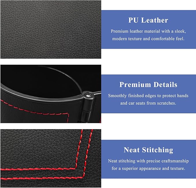 Car Seat Gap Filler Organizer, Auto Leather Seat Organizer with Adjustable Cup Holder, Multifunctional Side Insert Center Console Storage Box for Phone Drink Sunglasses (Black & Red)