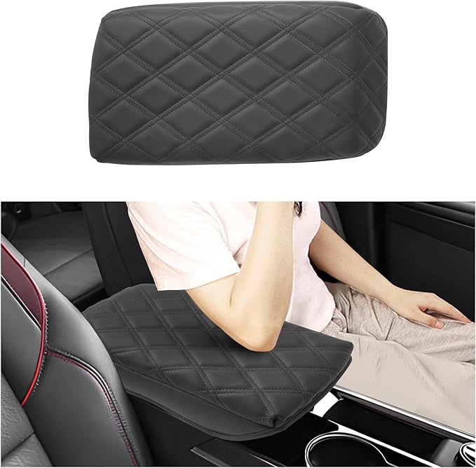 SXCY for 2025 2026 Chevy Equinox Accessories 2025 2026 Equinox Armrest Cover Center Console Cover 2026 Equinox Console Cover 2025 2026 Equinox Middle Console Cover (Adding Pad 2-Line Rhombus Style)