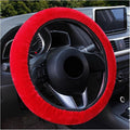 Augeny Fuzzy Car Steering Wheel Cover, Anti-Slip Soft Plush Steering Wheel Protector, 15 Inch Elastic Wheel Covers, Universal Vehicle Interior Winter Warm Accessories for Men Women (Red)