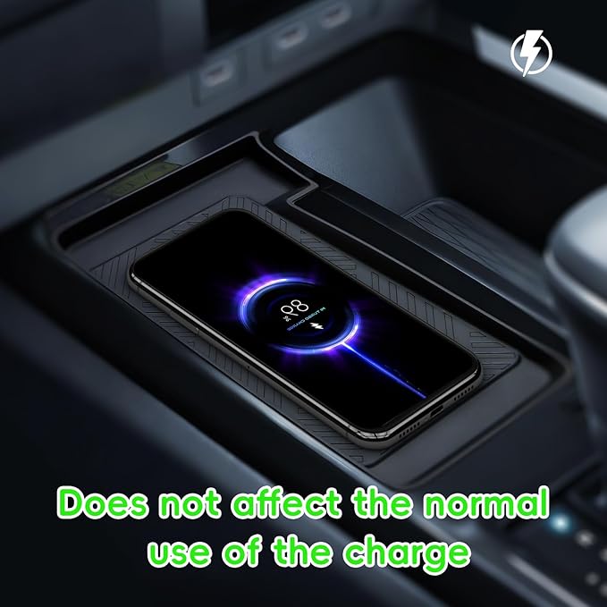 Auovo Wireless Charging Mat Compatible with 2025 2026 Toyota Camry Accessories Center Control Liner Anti-Slip Silicone Interior(Black Version 2)