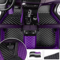 Custom Making Car Floor Mats Protection Pads for 99% Sedan/Coupe/Hatchback/SUV/Pickup Men Women Car Floor Mats Coverage Pads Anti-Slip Leather Floor Lining (Purple+Black Beige)