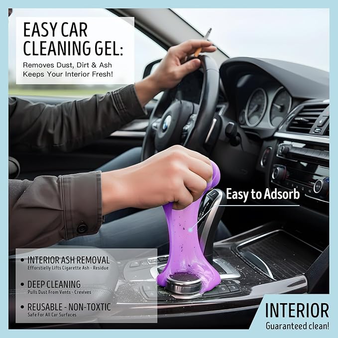 Car Cleaning Gel,Reusable Car Cleaning Putty for Interior Detailing, Car Cleaning Supplies, Auto Detailing Tools, Car Slime for Dust Removal, Car Accessories Interior, Car Cleaning Kit(Purple, 3.0 OZ)