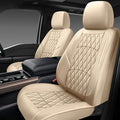 NS YOLO Leather Car Seat Covers,Universal Fit for Most Cars,SUVs and Sedans,Waterproof Luxury Leatherette Cushions, 2 Seats Protectors (Beige, Front Pair-2 Seats(Driver and Passenger))