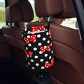 Cute Red Bow Polka Dot Car Trash Can Garbage Cans Foldable,Small Hanging Car Organizer Storage Bag Leak Proof, Auto Back Seat Trash Bin Universal for Truck, SUV, Outdoor Travel