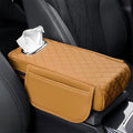 Car Center Console Cover for Fiat 500L (Type 330) 2012-2021, Leather Car Arm Rest Cover, Car Armrest Cushion with 2 Storage Bags Car Center Console Armrest Pad, G Yellow