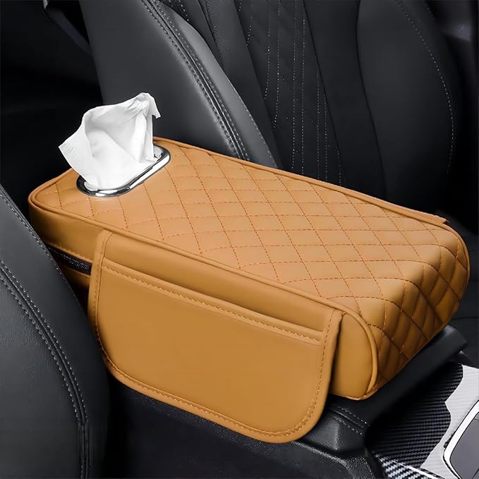 Car Center Console Cover for Lexus RX SUV RX 300 /RX 350 /RX 350L /RX 350 L F/RX 450h /RX 450hL, Leather Car Arm Rest Cover, Car Armrest Cushion with 2 Storage Bags Car Center Console Armrest Pad