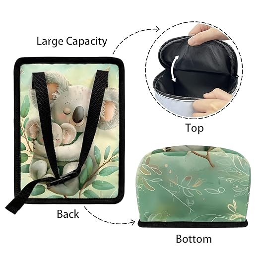 Cute Koala Mother-and-Baby Car Trash Can with Zipper & Hanging Design Suitable for Backseat and Behind Center Console