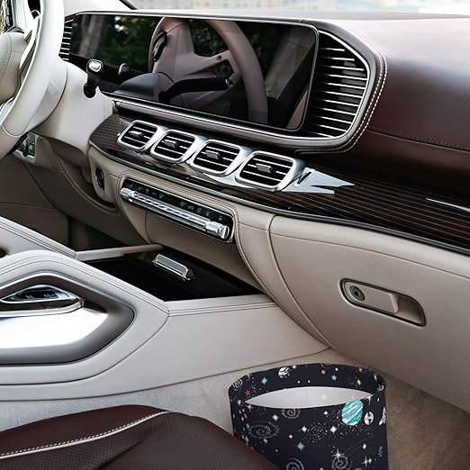 Space Galaxy Constellation Car Trash Can Leak Proof Hanging Waterproof Garbage Can Multipurpose Trash Bin for Car SUV Front Seat Headrest Collapsible and Portable Storage Pocket