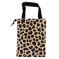 KXWQTRDD Car Trash Bag Abstract Brown Leopard Leak-Proof Car Garbage Bag with Drawstring Foldable Canvas Trash Bin with Adjustable Buckle for Car Accessories, Travelling, Camping