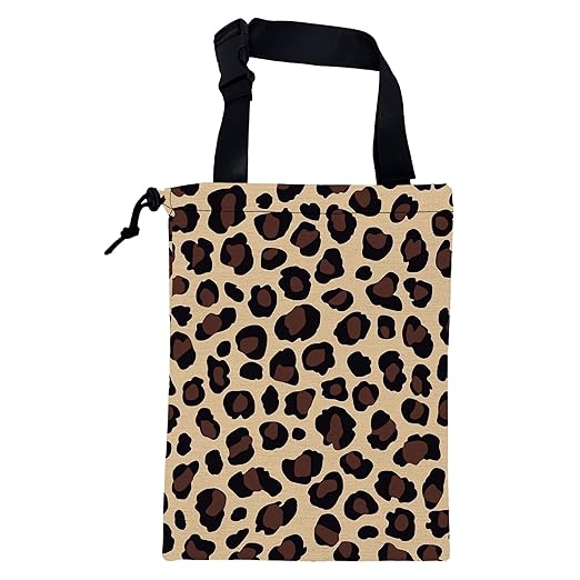KXWQTRDD Car Trash Bag Abstract Brown Leopard Leak-Proof Car Garbage Bag with Drawstring Foldable Canvas Trash Bin with Adjustable Buckle for Car Accessories, Travelling, Camping