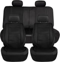 FH Group Full Set Faux Leather Car Seat Covers - Universal Fit, Low Back Front Seat Covers, Airbag Compatible, Split Bench Rear Seat Cover for SUV, Sedan Black