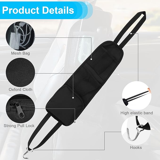 2PCs 1.0 Car Seat Storage Hanging Bag
