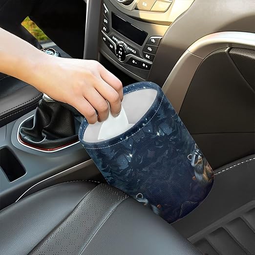 Brosoneto Camping Raccoon Galaxy Hanging Portable Car Printed Car Accessories Interior Universal Collapsible Back Seat, Front Console, Floor, or Hanging Headrest Waste Basket