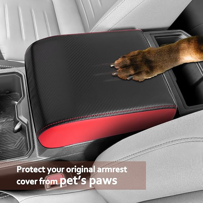 SKTU for 2024 2025 2026 Toyota Tacoma Center Console Cover 2024 2025 2026 Tacoma Armrest Cover 2024 2025 2026 Tacoma Center Console Pad Toyota Tacoma 2024 2025 2026 Accessories Console Cushion (Red)