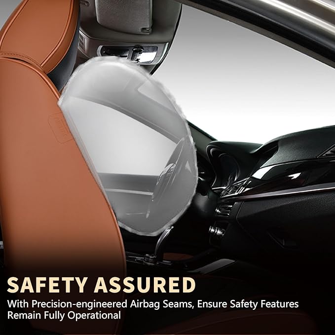 FLORICH Car Seat Covers, Brown Leather Seat Covers for Cars, Faux Nappa Leather Automotive Seat Protectors, Car Seat Cushions Universal Fit for Most Sedans SUVs Trucks - Brown