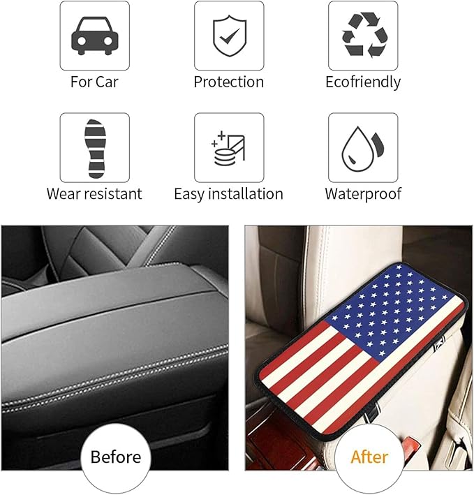 SHUANGFEI Custom Auto Center Console Pad Car Armrest Seat Cover, Add Your Image/Text Personalized Seat Box Cover Protector, Car Decor Accessories for Most Vehicle Sedan, Truck, SUV
