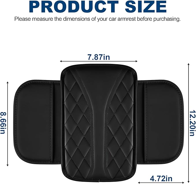 Car Center Console Cover Fit for Volkswagen ID.4 Waterproof Console Cover with 2 Storage Bags Leather Armrest Cover Scratch & Wear Resistant(Redline)
