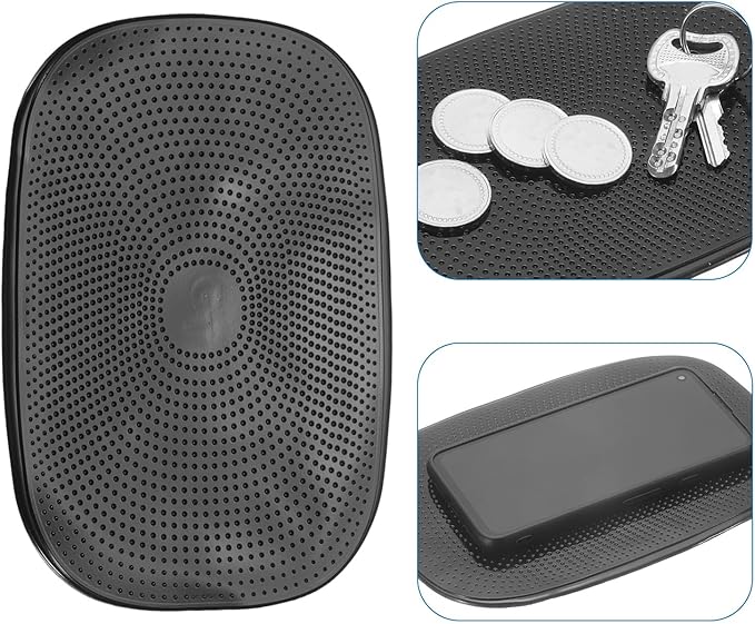 HARFINGTON Car Dashboard Anti-Slip Mat 8" x 5.5" Universal Sticky Dash Pad Washable Reusable Car Non-Slip Mats for Phone Keys Sunglasses Electronic Devices, Black