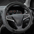 West Llama Customized Auto Car Steering Wheel Cover for Toyota Tacoma,4Runner,Tundra,Sequoia,15.5-16 inch(Diamond Quilted-Black+Gray-Large Size)