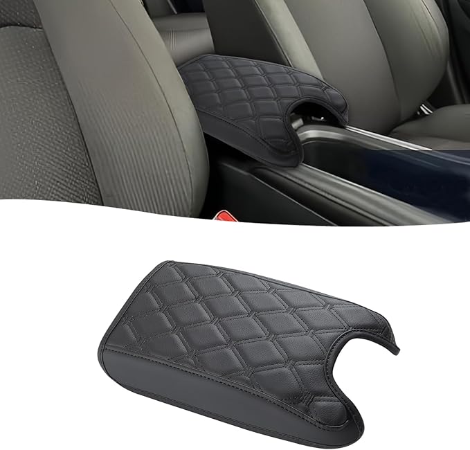 GIANT PANDA Custom Fit Center Console Armrest Cover for Honda HRV 2016-2022,Waterproof Faux Leather Middle Console Cover Arm Rest Lid Cover - Full Protection - Black