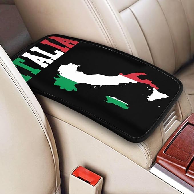 Vintage Italy Italia Italian Flag Car Center Console Cover, Universal Waterproof Armrest Pad, Soft Comfort Cushion & Scratch-Resistant Protector for Cars, SUVs and Trucks