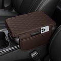 Car Center Console Cover Leather Armrest Cover Cushion with 2 Storage Bags Universal Car Armrest Seat Box Pad Car Interior Accessories Protector for Most Vehicle
