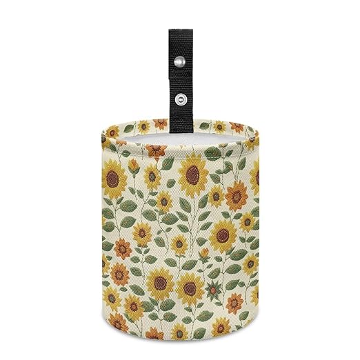 Brosoneto Sunflower Print Car Trash Can Portable Collapsible Back Seat, Front Seat, Floor, or Hanging Headrest Waste Basket Car Accessories Interior for Women