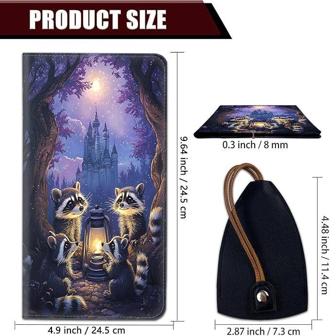 Car Document Holder with Magnetic Shut, Car Registration and Insurance Card Holder, Vehicle Glove Box Organizer Documents, Driver License, Auto Paperwork Organizer Wallet, Raccoons Gathering