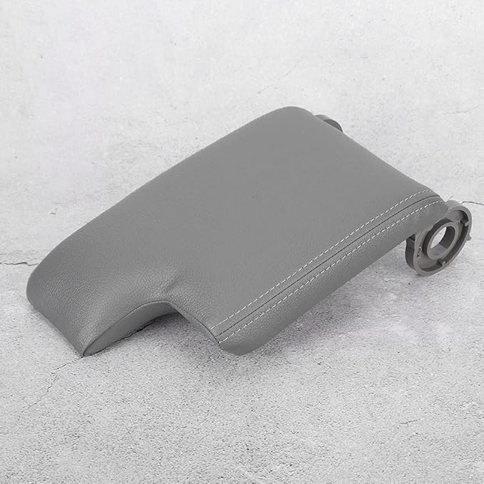 E46 Center Console,E46 Leather Armrest Gray,Headrest And Armrest Car Center Console Armrest Cover Pad Cushion Fits For E46 1999-2004(Gray)