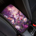 Purple Hummingbird Floral Print Auto Center Console Cover Arm Rest Cover for SUV Truck,Soft Car Arm Rest Cover Universal Fit