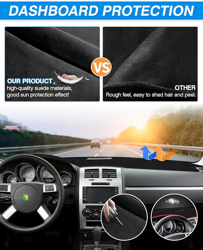 CARTIST Dash Cover Custom Fit for Dodge Charger 2008 2019 2010 Accessories Dashboard Cover Mat Non-Slip Pad Carpet Anti-Glare