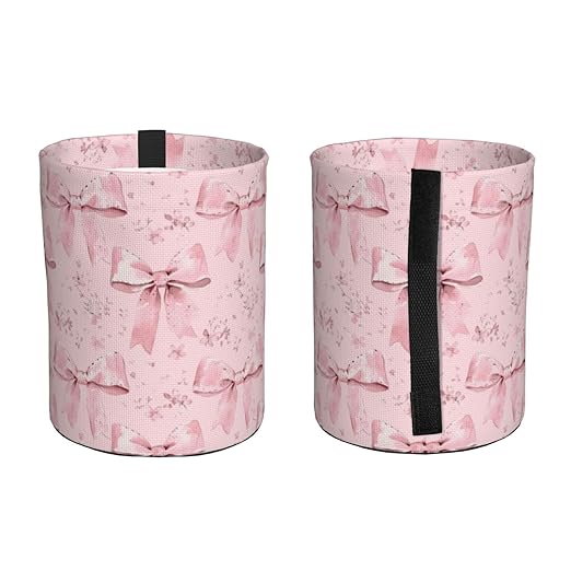 Pink Ribbon Bow Floral Car Trash Can Leak-Proof Waterproof Hanging Trash Bin Collapsible Garbage Can for Car Accessories Travelling Camping