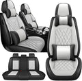 JGDL Car Seat Covers for Subaru Crosstrek 2016-2026, 5 Piece Set Nappa Leather Non-Slip Seat Protectors, Breathable Seat Cover Set. (Deluxe 5 Seats, Black White)