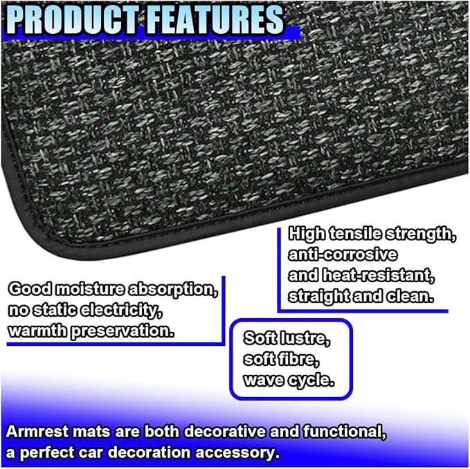 Car Center Console Armrest Pad, Linen Fabric Auto Armrest Box Protector Cover, 11.6 × 7.7 Inch Vehicle Middle Console Mat, Universal Interior Decoration Accessory for Car, SUV, Truck (Grey)