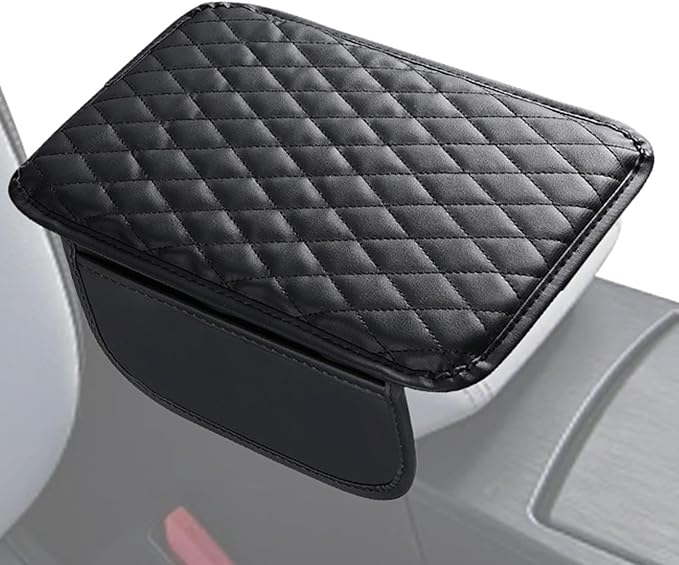Car Armrest Box Pad - Leather Armrest Booster Pads, Car Armrest Cushion | Auto Protector Driving Comfort Enhancer, Center Console Heighten Protector With Storage Pockets For Vehicles, SUVs, And Trucks