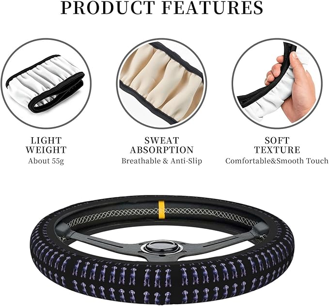 Novelty Great Dane Neoprene Steering Wheel Covers Women Men Car Accessories, Universal 15 Inch Fit Auto, Suvs, Truck