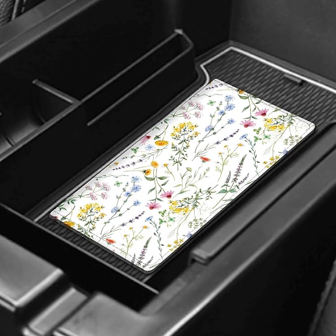 ADUQLZUX Leather Car Registration and Insurance Card Holder, Cute Car Accessories Vehicle Glove Box Car Organizer for Documents, Cards, License Beautiful White Flowers