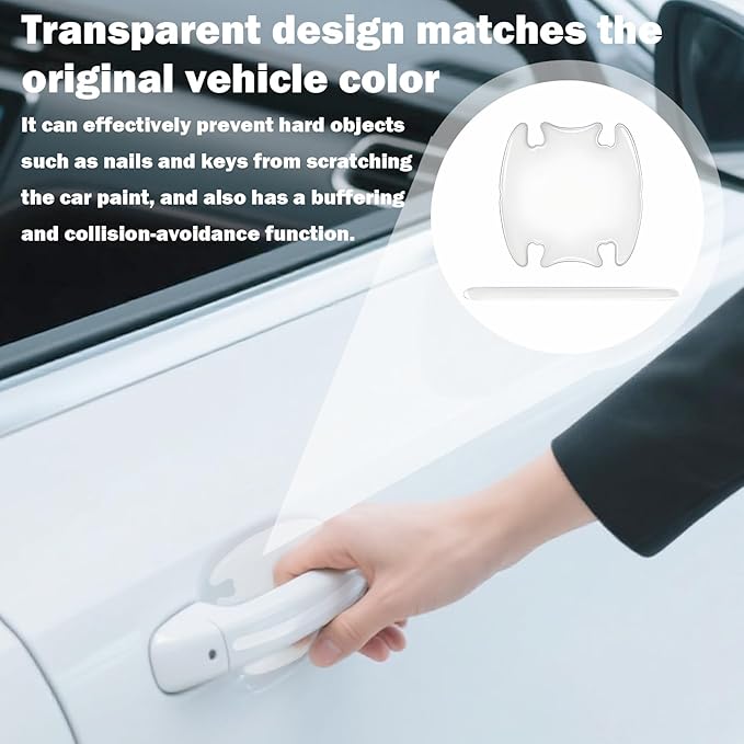 Car Door Handle Scratch Protector,Car Door Handle Protector,with Transparent Bumper Trim Guard Sticker,Waterproof Anti-Scratch Door Handle,for Most Car(8 Pcs)