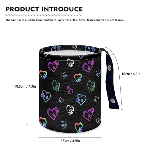 Colorful Dog Paw Heart Car Trash Bag, Car Trash Can - Cute, Portable, Collapsible for Back Seat, Floor, or Hanging Headrest Waste Basket