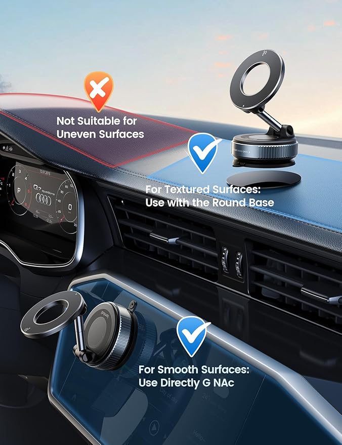 Lamicall Car Phone Holder - [70 LBS Strongest Suction] for Magsafe Car Mount, 360° Adjustable Suction Cup Phone Mount Dashboard Windshield Vacuum Magnetic Phone Holder for Car fit iPhone 17 16 Pro Max