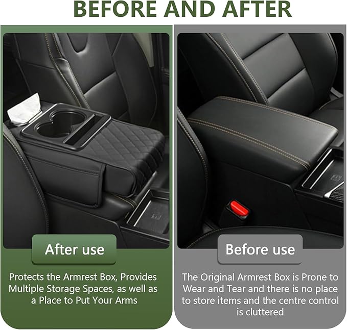 Multifunctional Car Armrest Cushion,5-in-1 Car Center Console Cover,Arm Rest Cover for Car,Car Armrest Storage Box, Car Accessories Center Console Organizers for Most Cars (Style A)