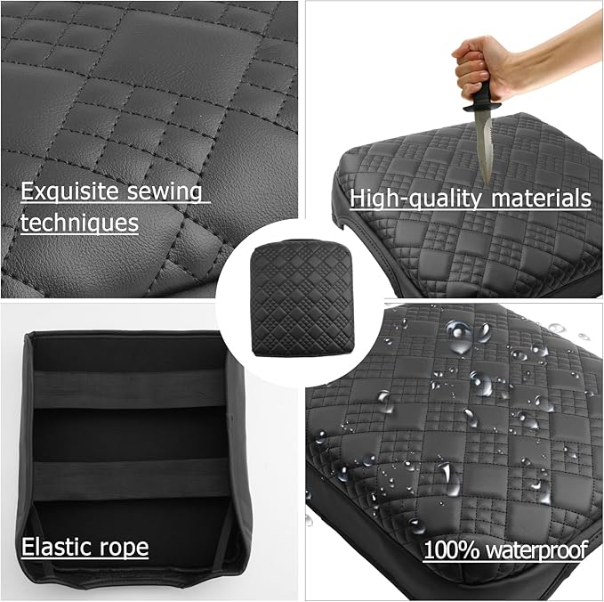 2025 2026 F 250 F 350 F 450 Super Duty Center Console Cover Compatible with 2023 2024 2025 2026 Ford F250 F350 F450 Super Duty Accessories F-250 F-350 F-450 Armrest Arm Rest Console Cover(Thick Black)